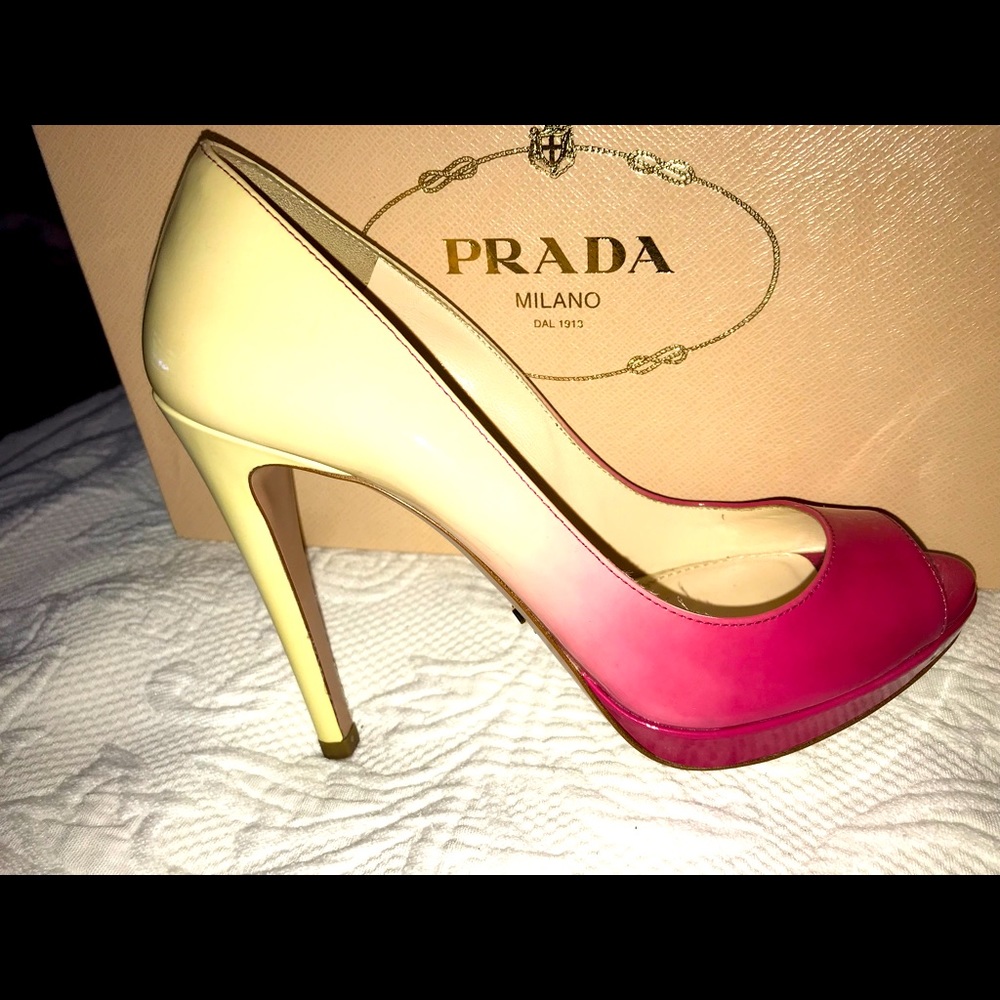 Prada Pink Ombré Peep Toe Pump